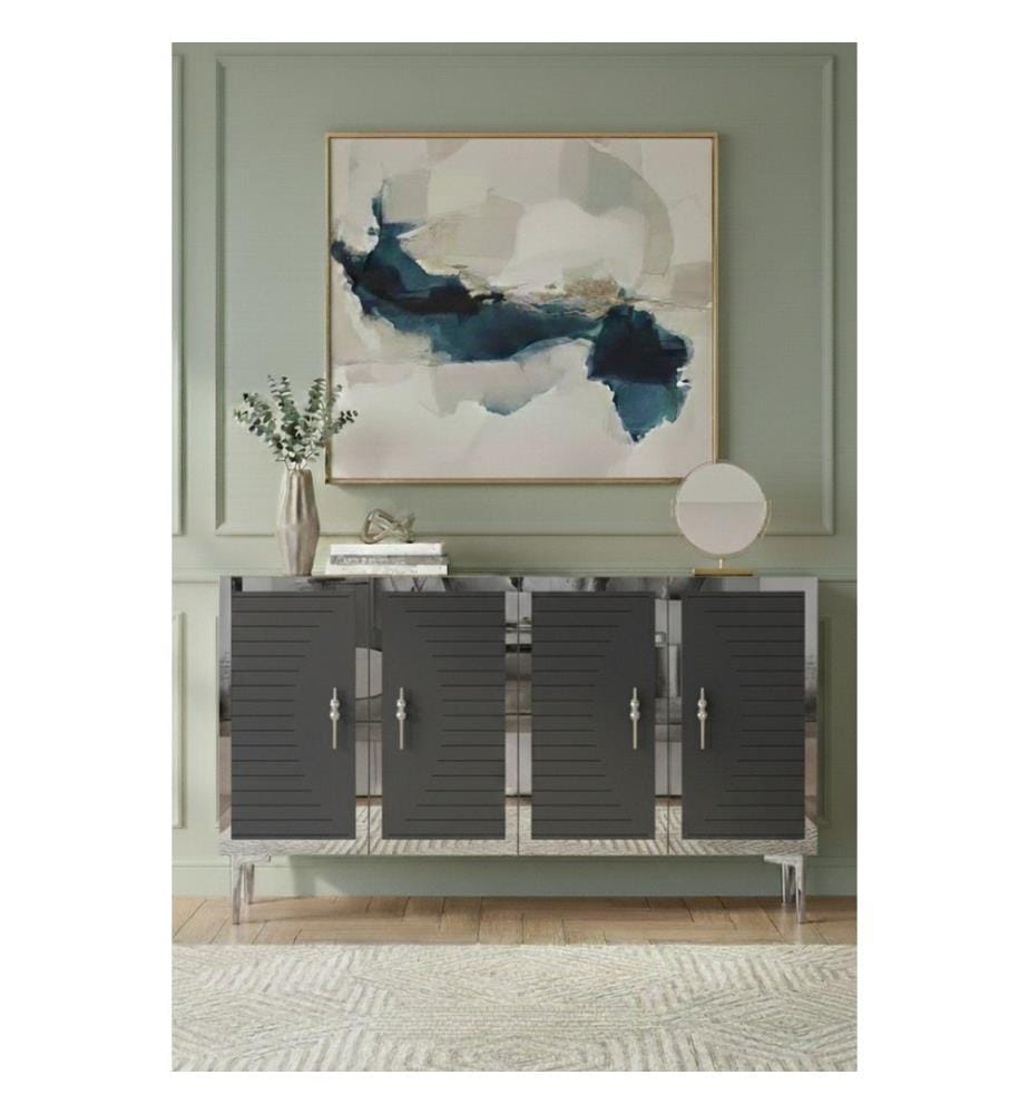 Console, panneau de particules 100 % mélaminé, anthracite, argent