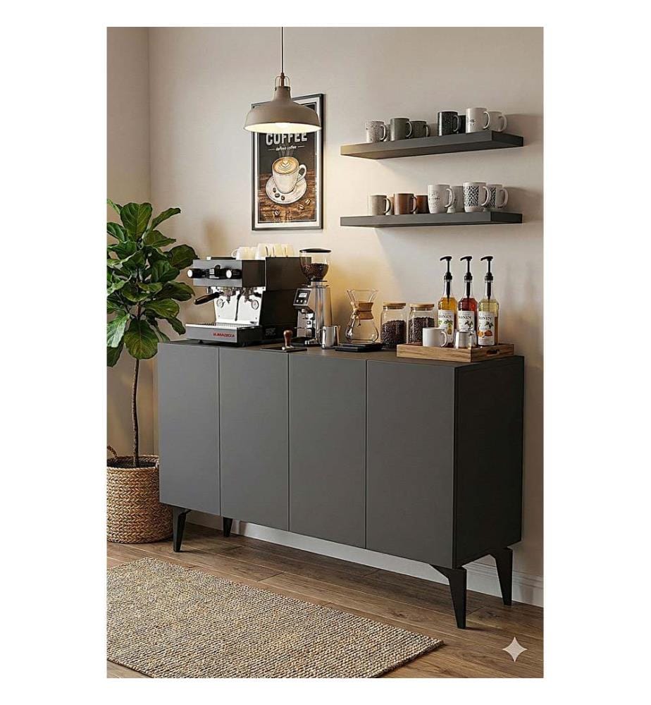 Console, panneau de particules 100 % mélaminé, anthracite