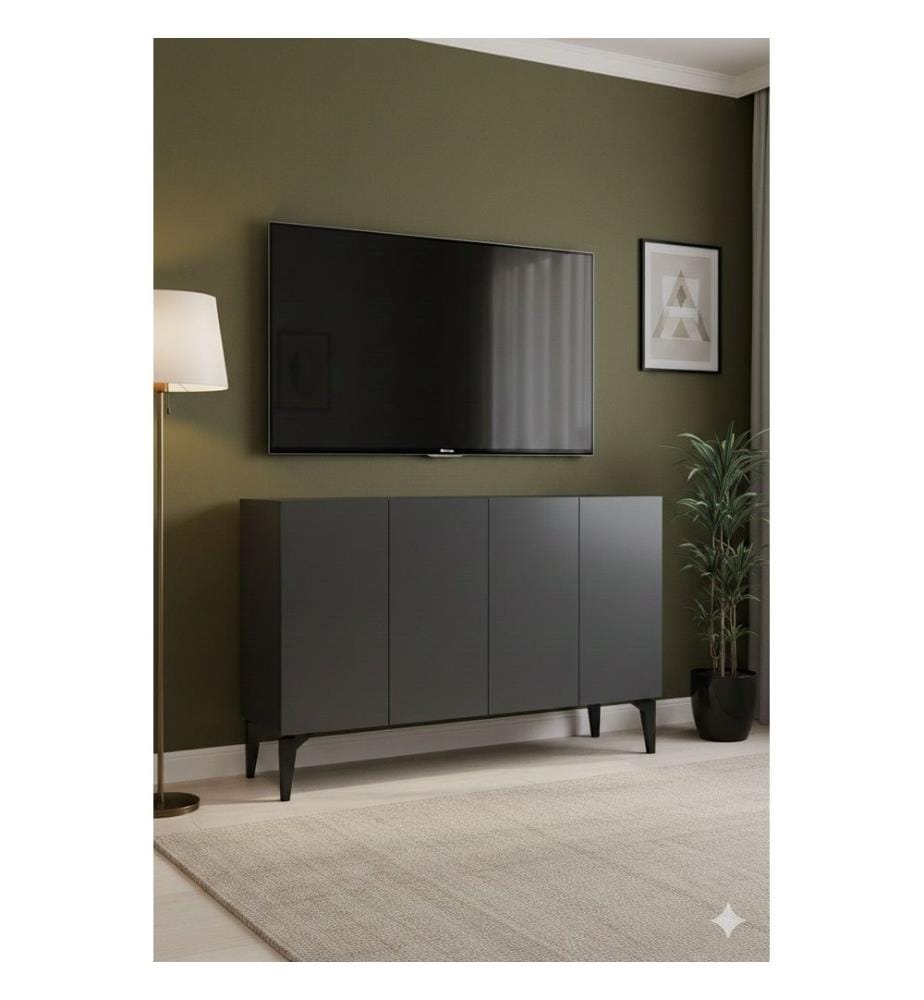 Console, panneau de particules 100 % mélaminé, anthracite