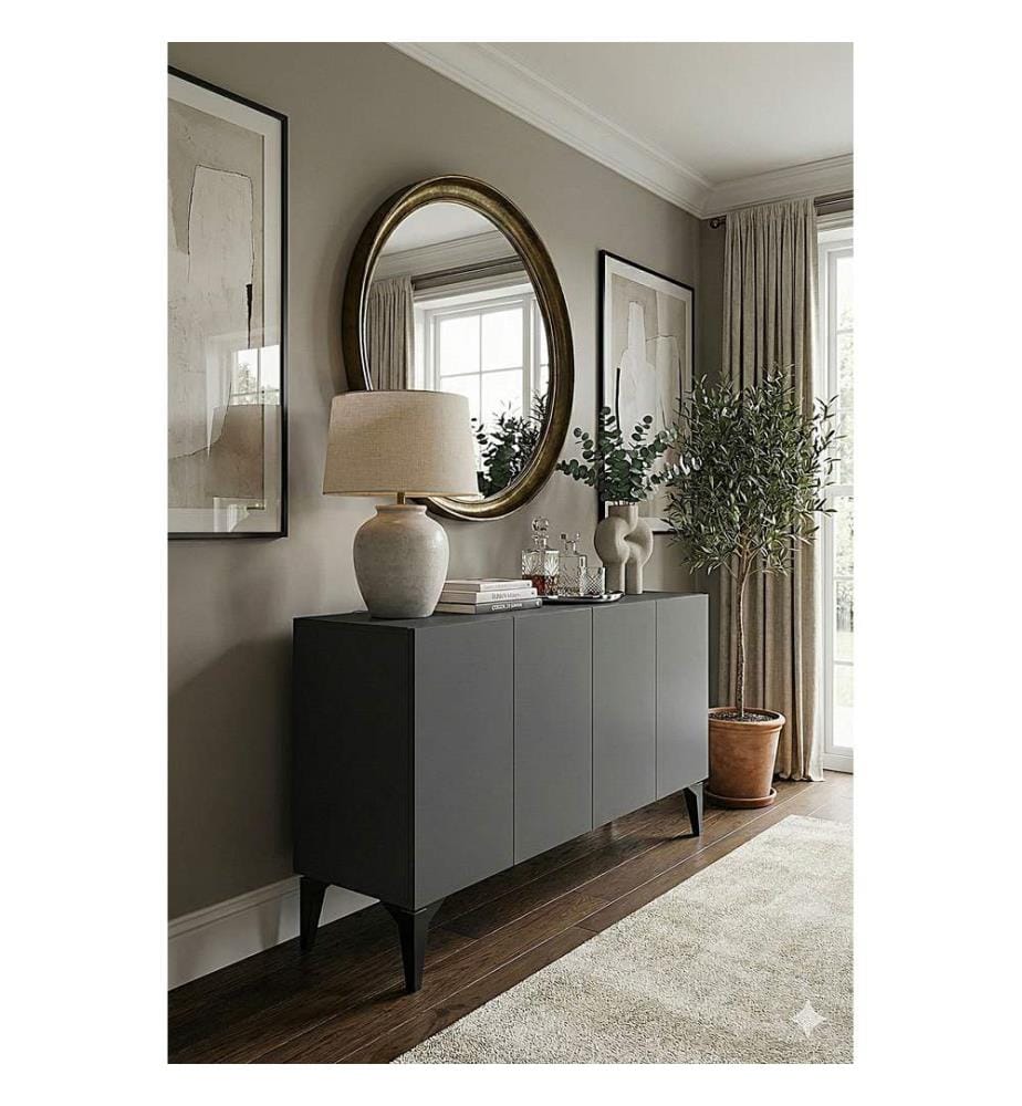 Console, panneau de particules 100 % mélaminé, anthracite