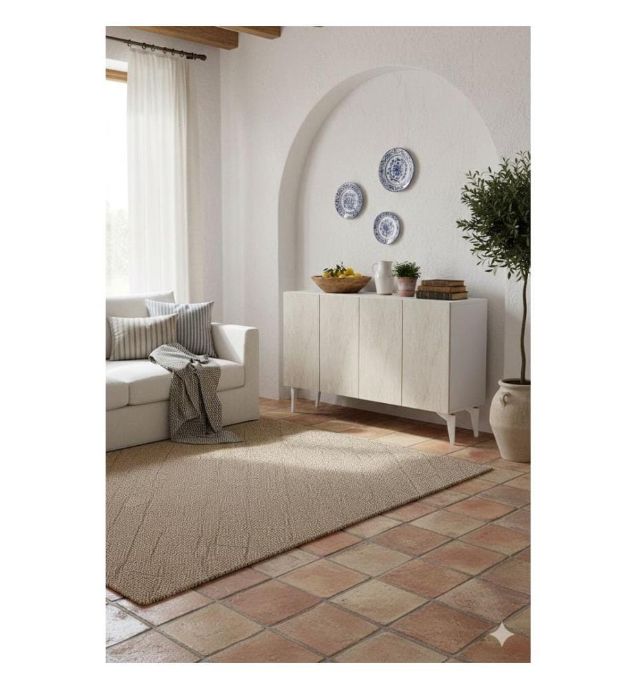 Console, panneau de particules 100 % mélaminé, blanc, travertin