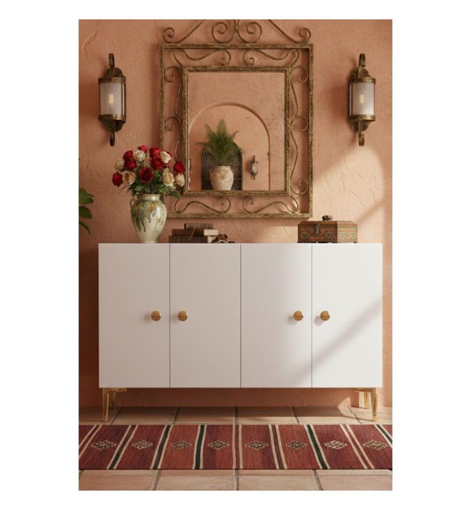 Console, panneau de particules 100 % mélaminé, blanc