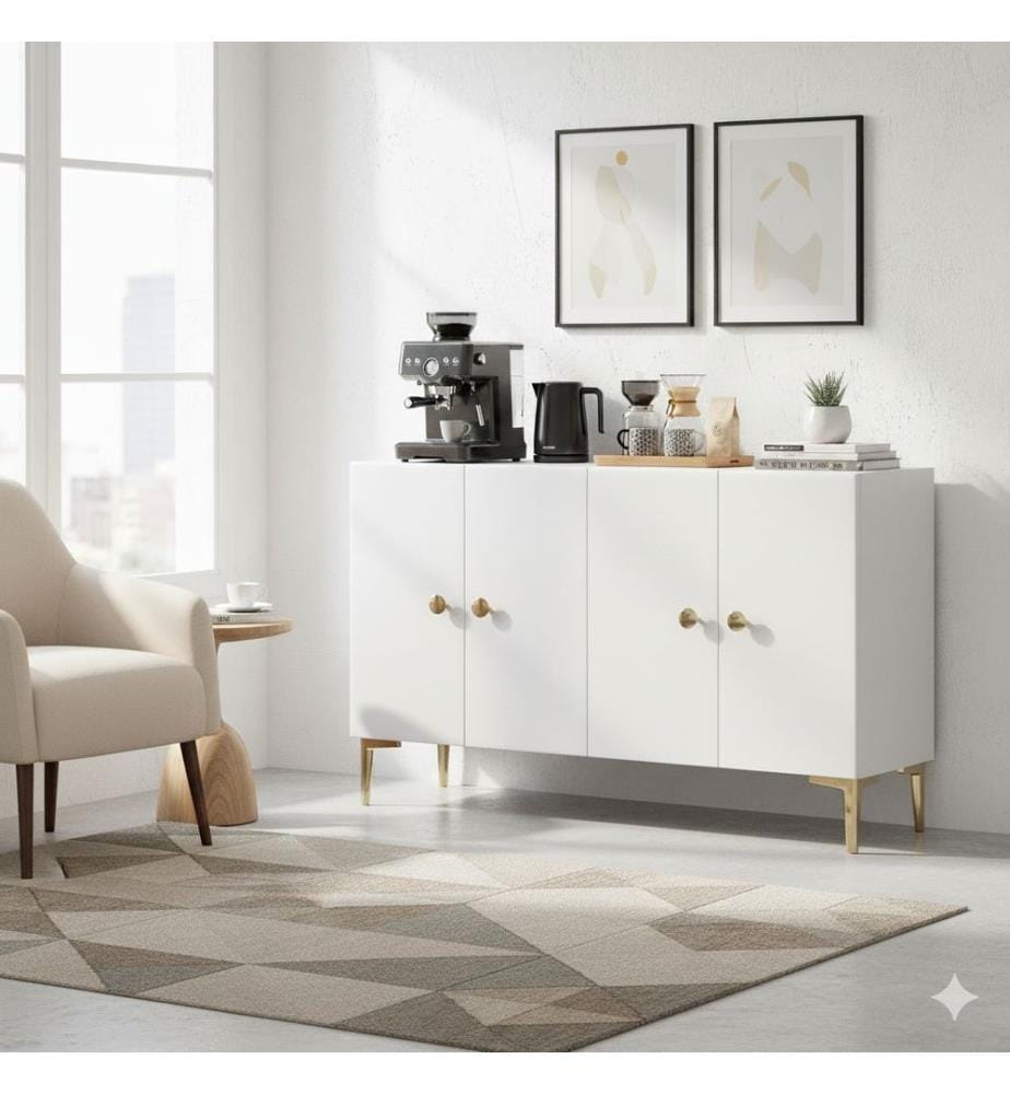 Console, panneau de particules 100 % mélaminé, blanc