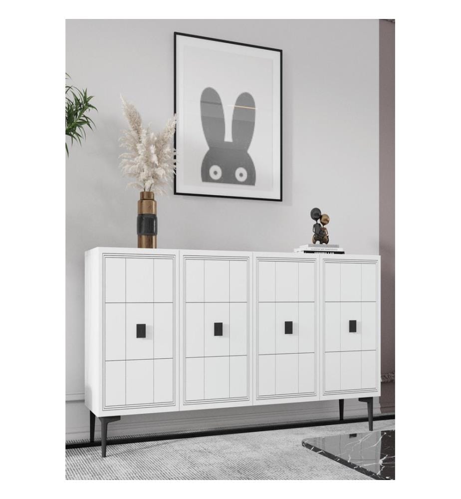 Console, panneau de particules 100 % mélaminé, blanc