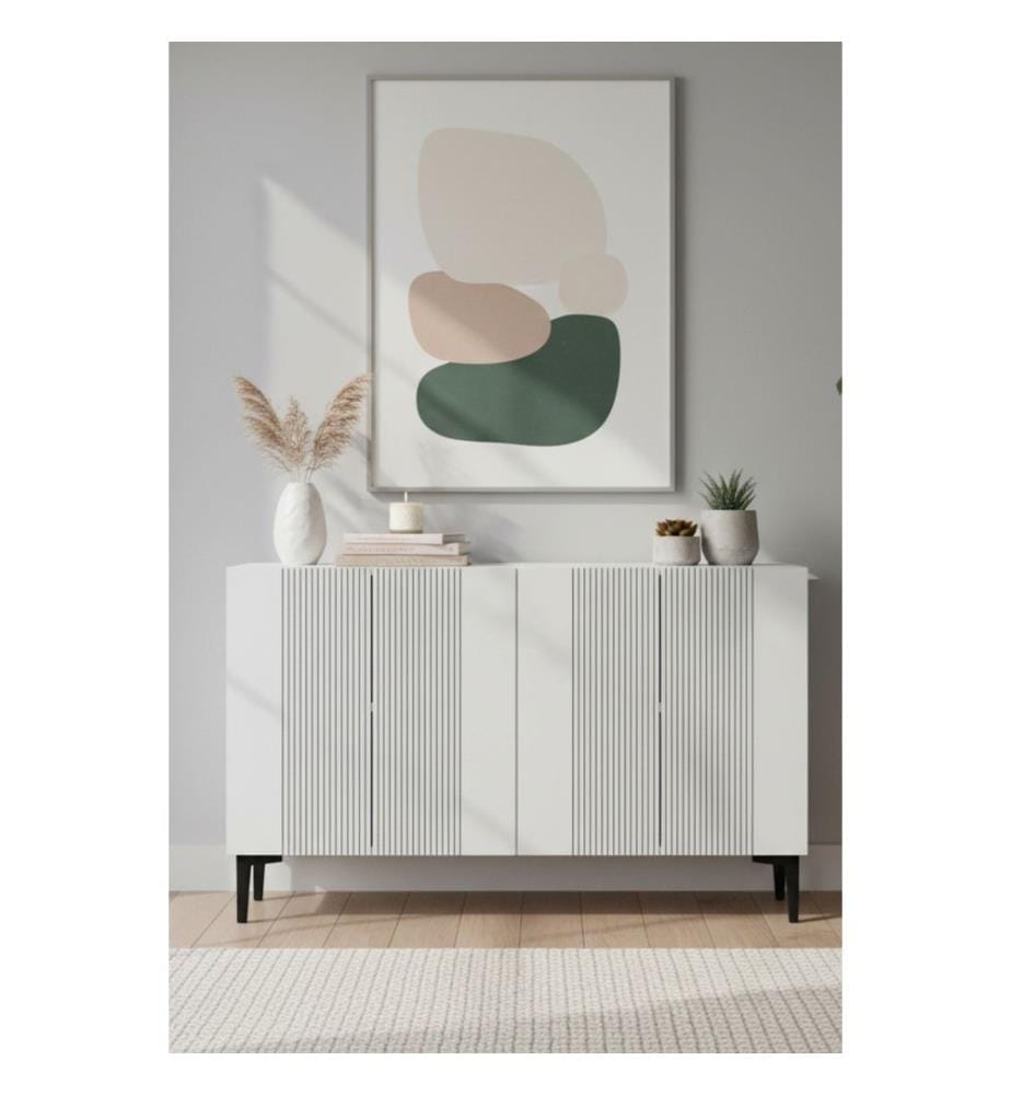 Console, panneau de particules 100 % mélaminé, blanc