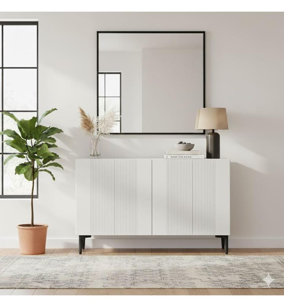 Console, panneau de particules 100 % mélaminé, blanc