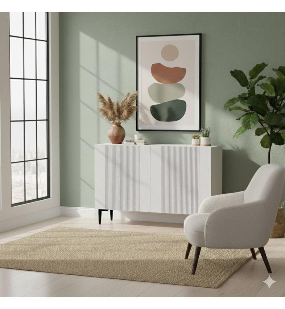 Console, panneau de particules 100 % mélaminé, blanc