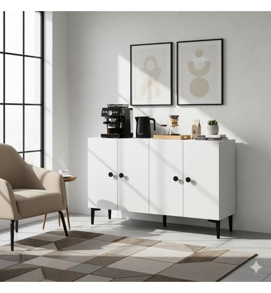 Console, panneau de particules 100 % mélaminé, blanc