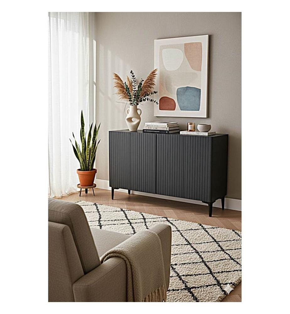 Console, panneau de particules 100 % mélaminé, anthracite