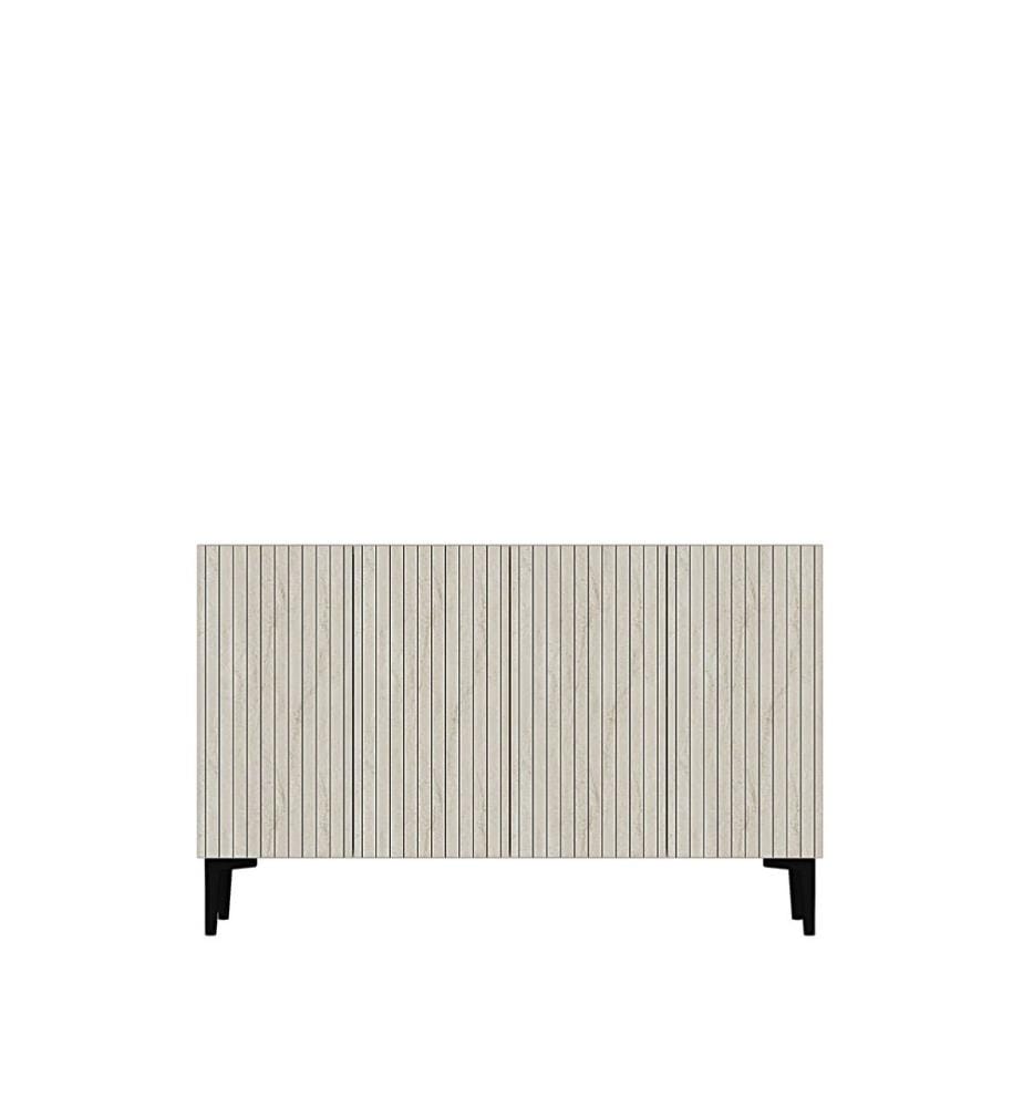 Console, panneau de particules 100 % mélaminé, blanc, travertin