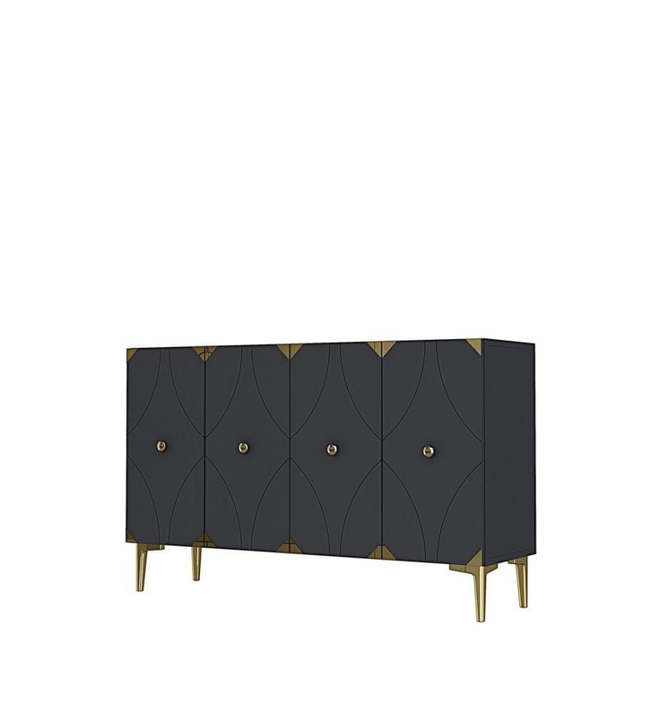 Console, panneau de particules 100 % mélaminé, anthracite, or