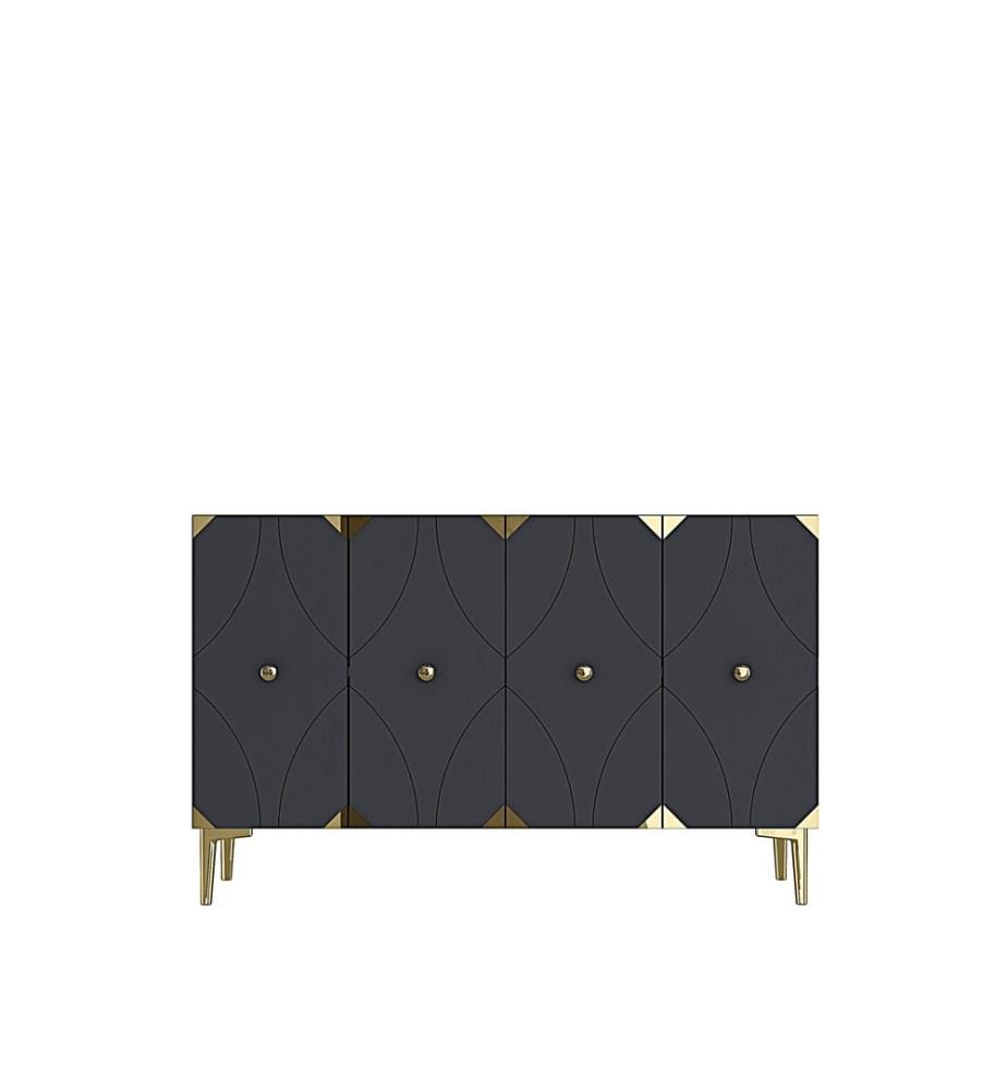 Console, panneau de particules 100 % mélaminé, anthracite, or