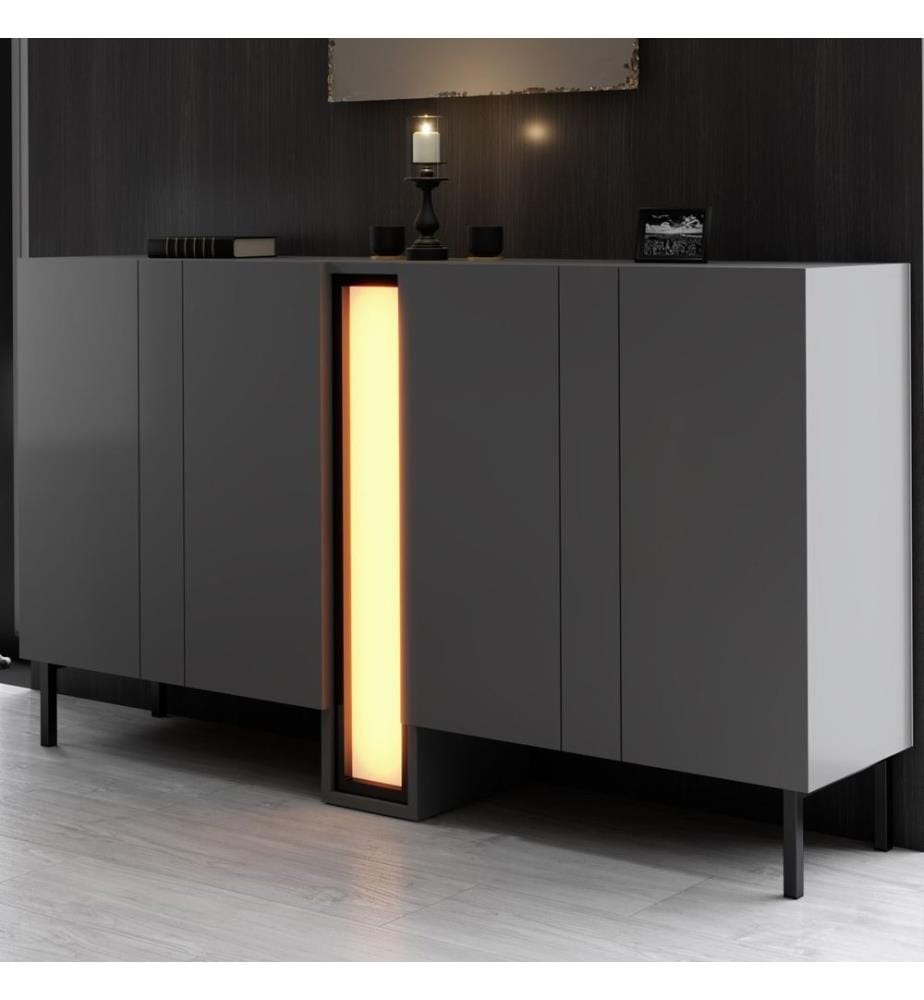 Console, panneau de particules 100 % mélaminé, anthracite