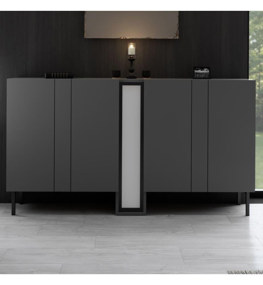 Console, panneau de particules 100 % mélaminé, anthracite