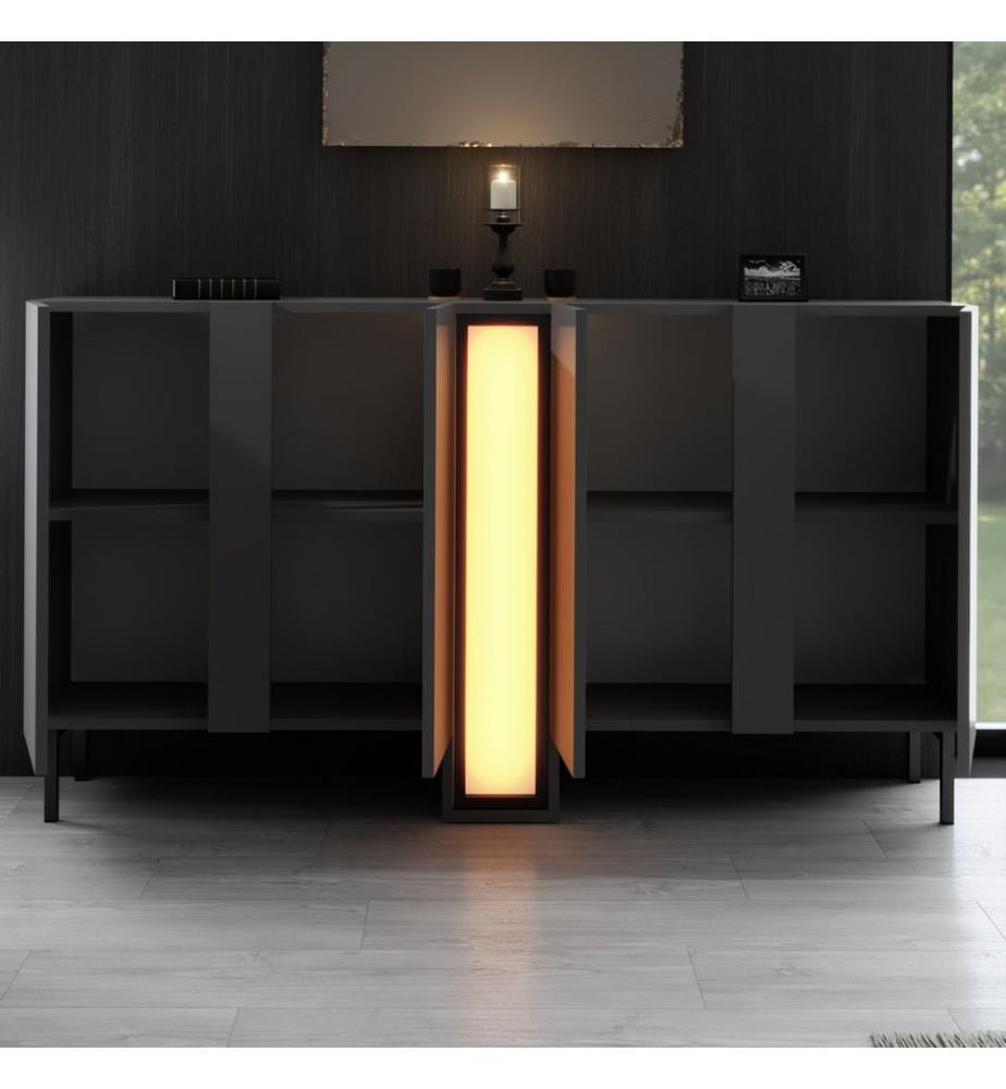Console, panneau de particules 100 % mélaminé, anthracite