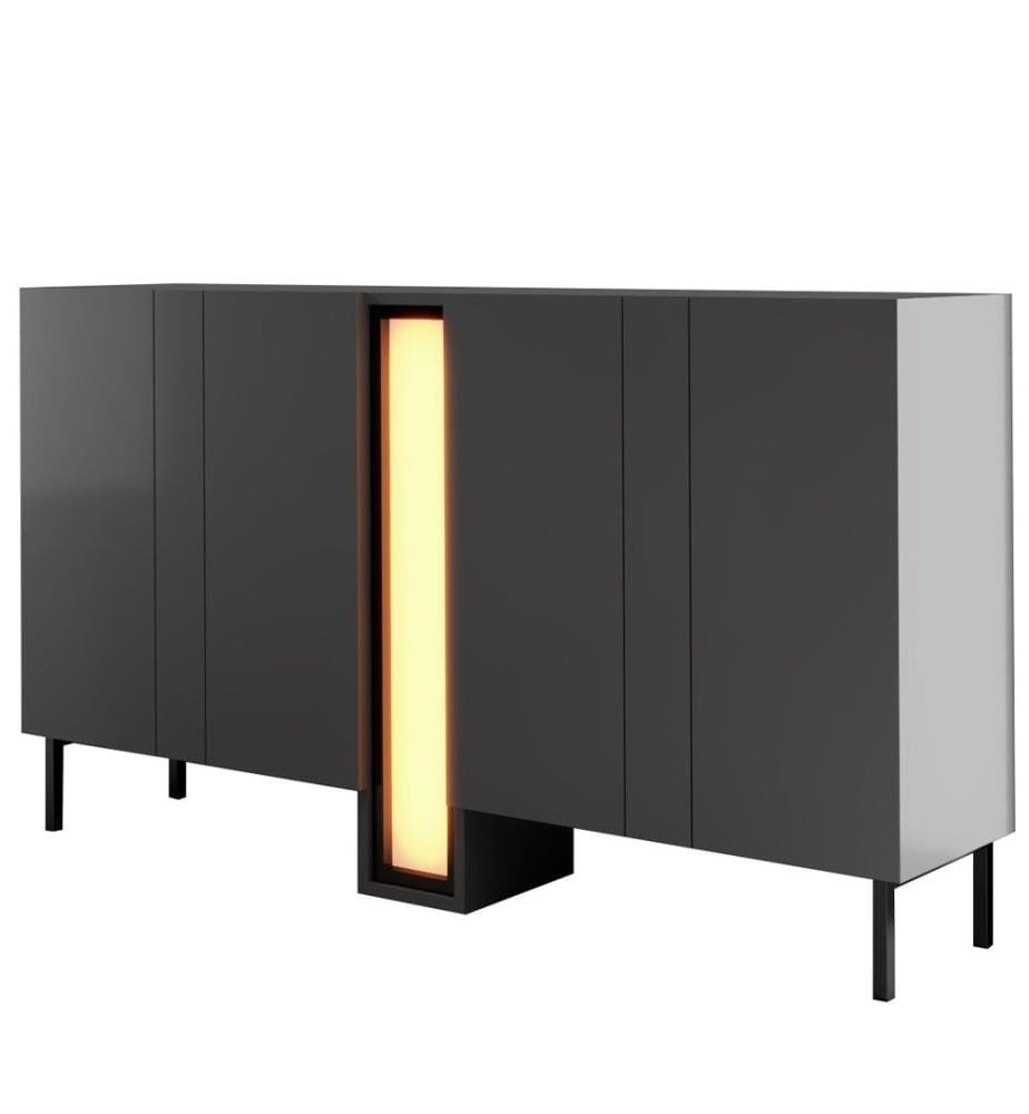 Console, panneau de particules 100 % mélaminé, anthracite