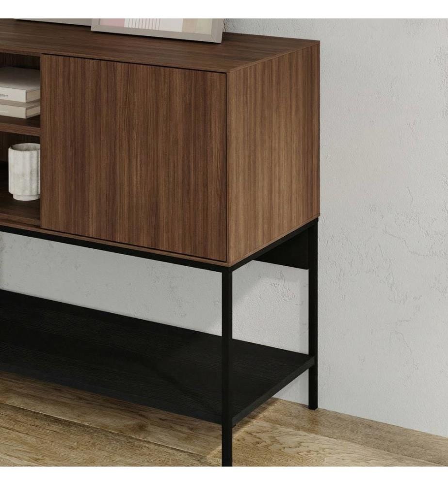 Konsole, 100 % melaminbeschichtete Spanplatte, Milano-Walnuss, Holz Schwarz, Schwarz