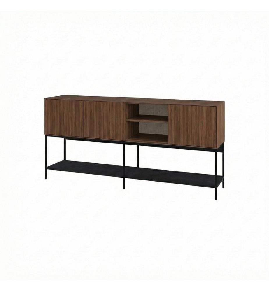 Konsole, 100 % melaminbeschichtete Spanplatte, Milano-Walnuss, Holz Schwarz, Schwarz