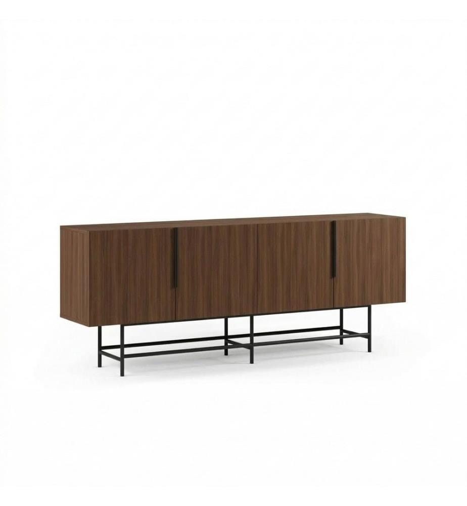 Console, panneau de particules 100 % mélaminé, noyer Milano, noir