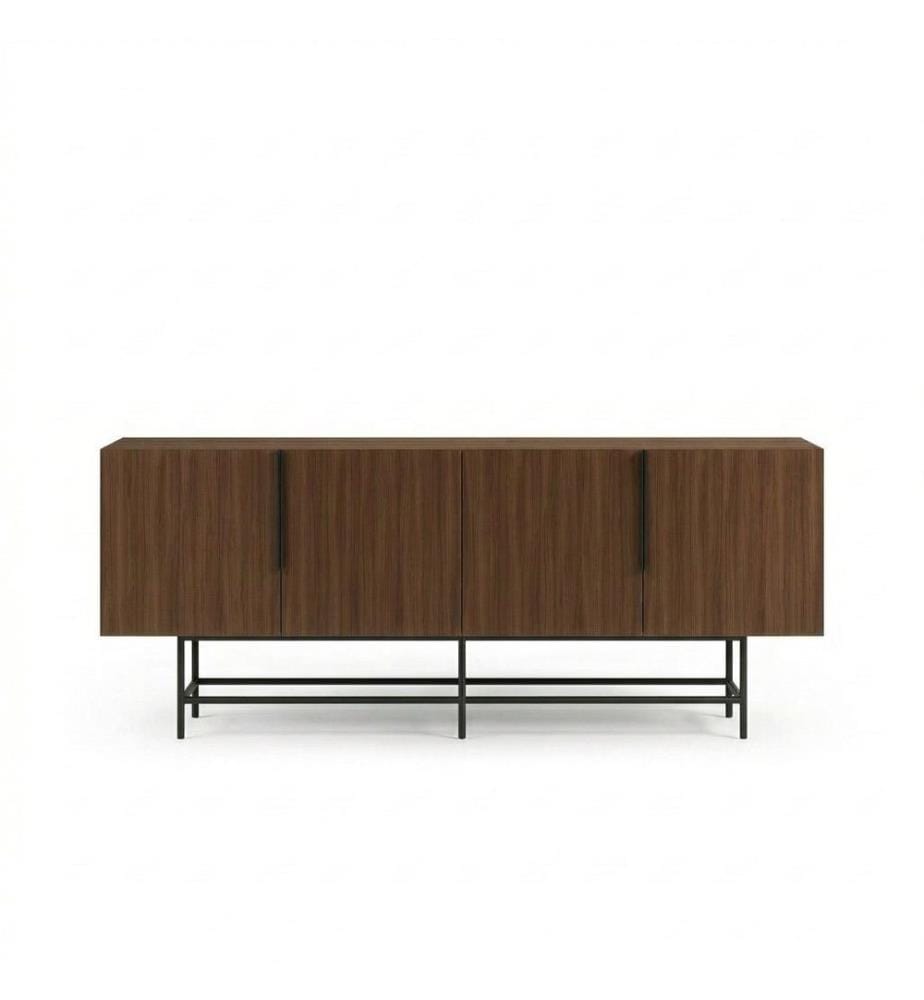 Console, panneau de particules 100 % mélaminé, noyer Milano, noir
