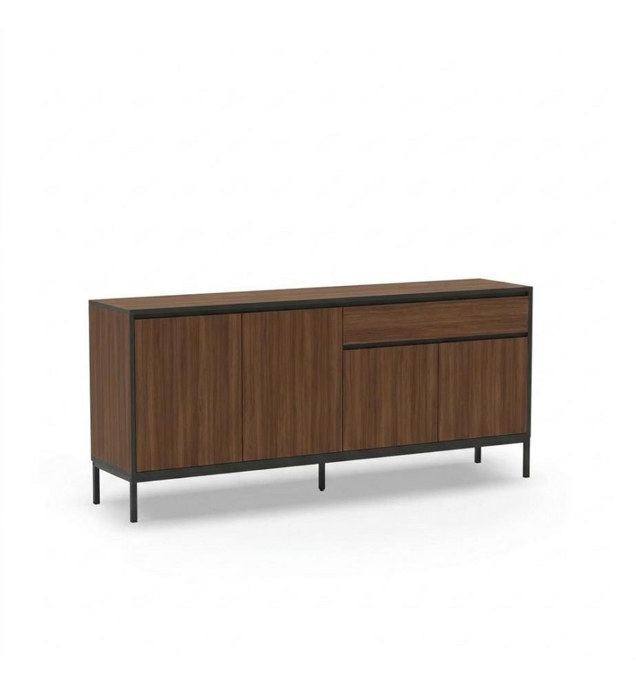 Konsole, 100 % melaminbeschichtete Spanplatte, Milano-Walnuss, Holz Schwarz, Schwarz