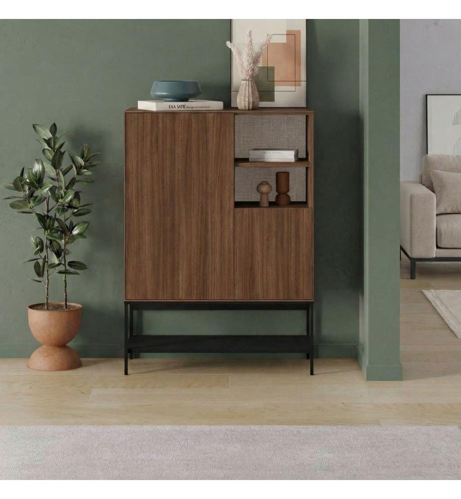 Konsole, 100 % melaminbeschichtete Spanplatte, Milano-Walnuss, Holz Schwarz, Schwarz