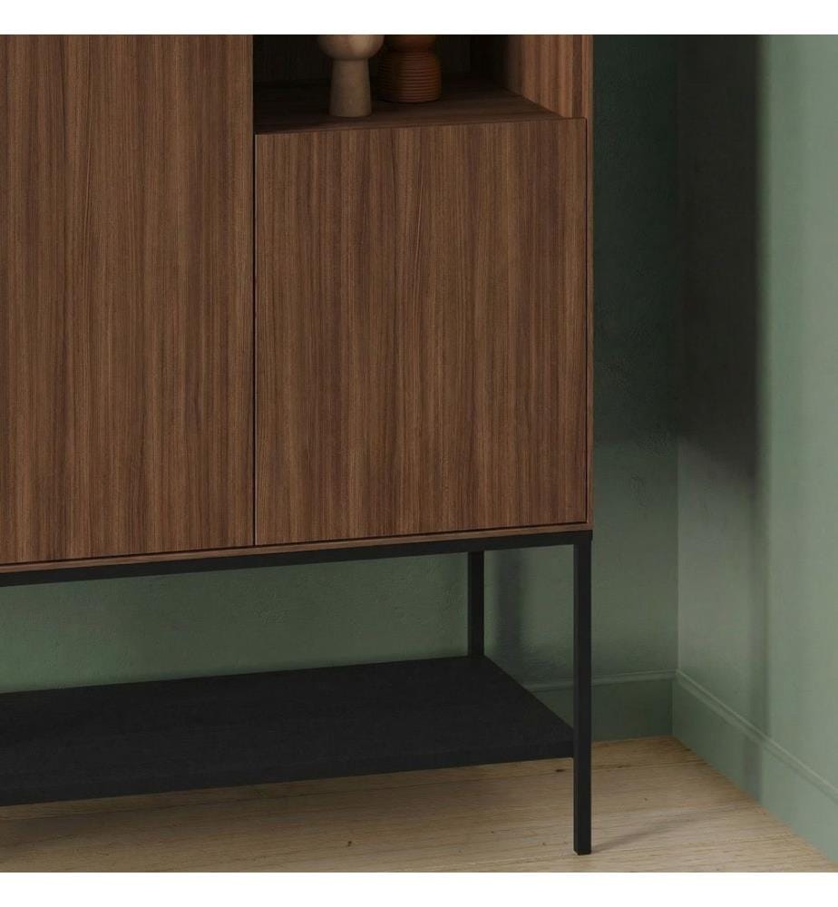 Konsole, 100 % melaminbeschichtete Spanplatte, Milano-Walnuss, Holz Schwarz, Schwarz