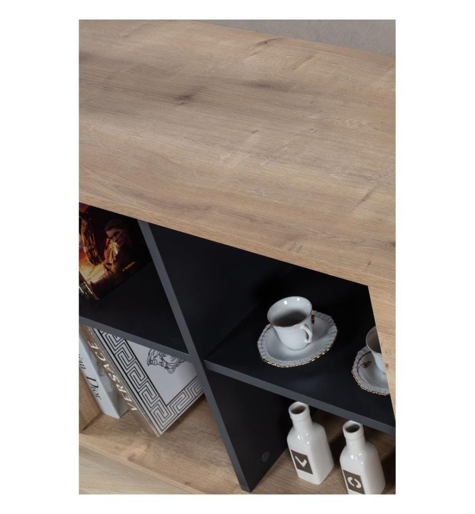 Console, panneau de particules 100 % mélaminé, chêne saphir, anthracite