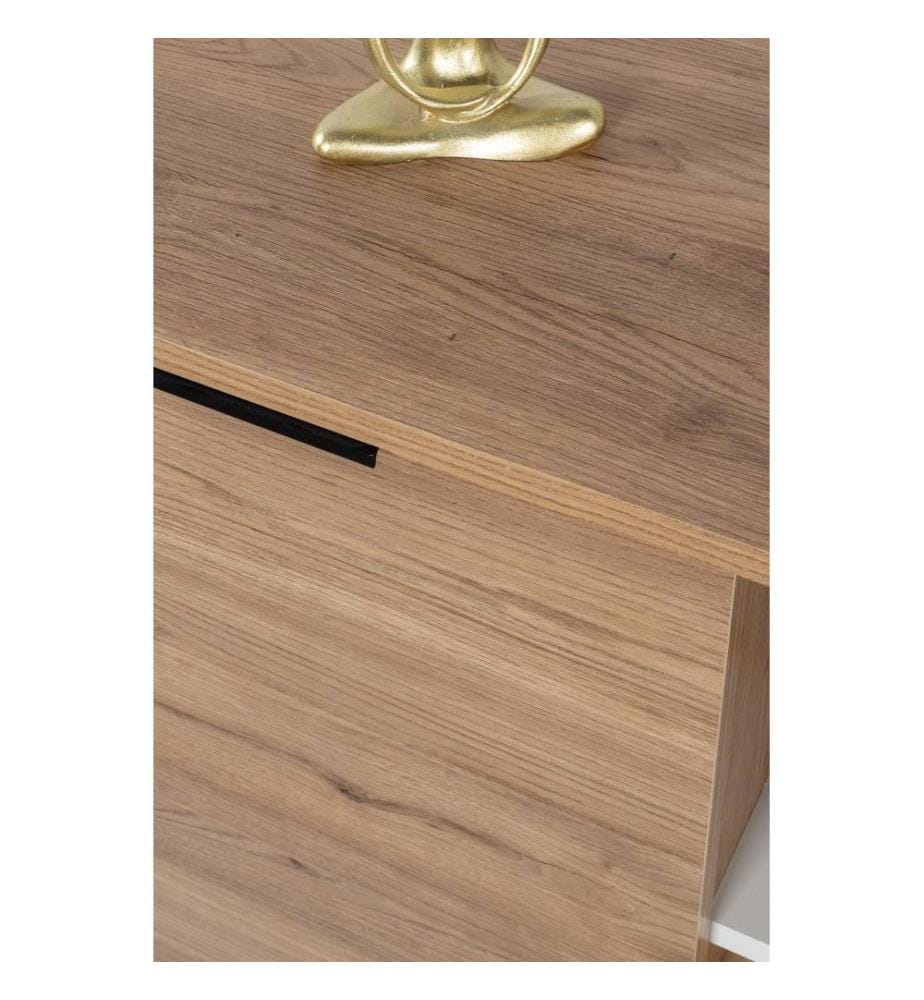 Console, panneau de particules 100 % mélaminé, chêne saphir, blanc