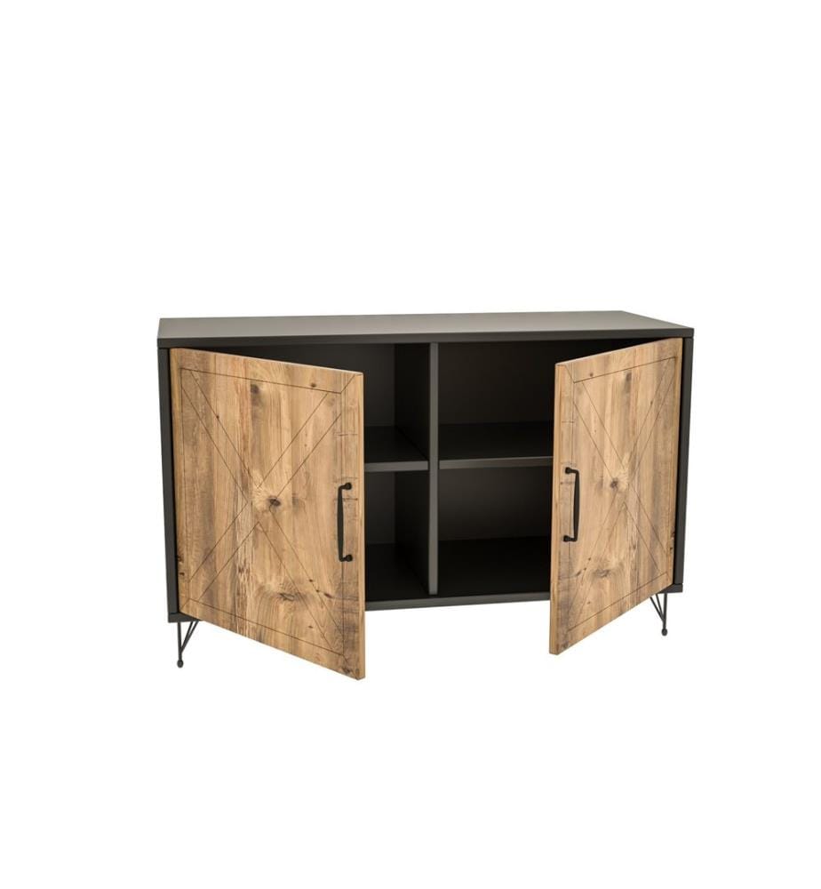 Console, panneau de particules 100 % mélaminé, anthracite, chêne