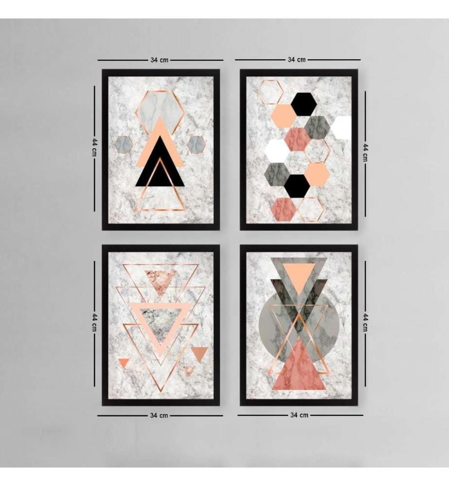 Dekorative gerahmte Gemälde, 4 Stück, Multicolor, MDF, Kunststoffrahmen