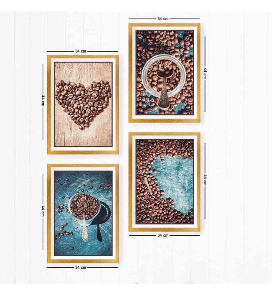 Dekorative gerahmte Gemälde, 4 Stück, Multicolor, MDF, Kunststoffrahmen