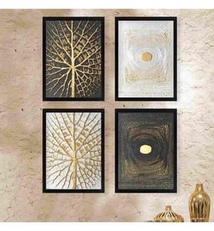 Tableau décoratif encadré, 4 pièces, multicolore, MDF, cadre en plastique