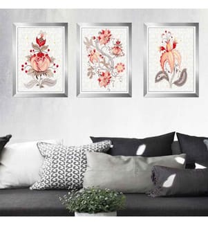 Tableau décoratif encadré, 3 pièces, multicolore, MDF, cadre en plastique