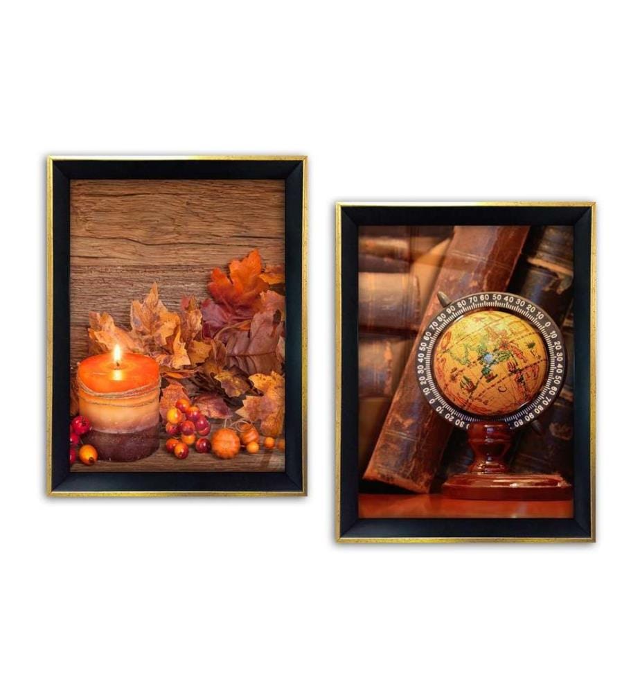 Dekorative gerahmte Gemälde, 2 Stück, Multicolor, Glas, Holzrahmen
