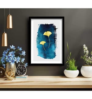 Dekorative gerahmte MDF-Gemälde, Blau Weiss Gelb Marineblau, MDF, Holz gerahmt