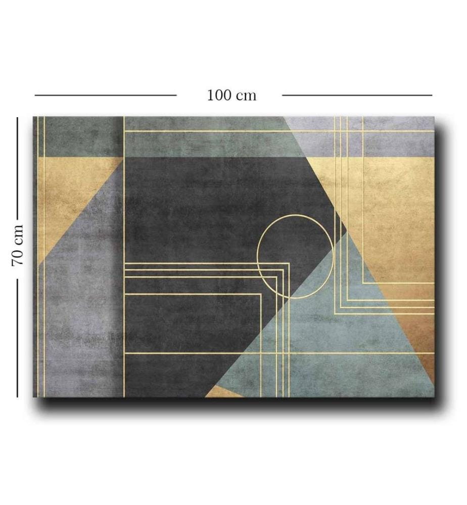 Dekoratives Leinwandgemälde, Blau-Gold-Anthrazit, Leinwand, Kiefernholzrahmen