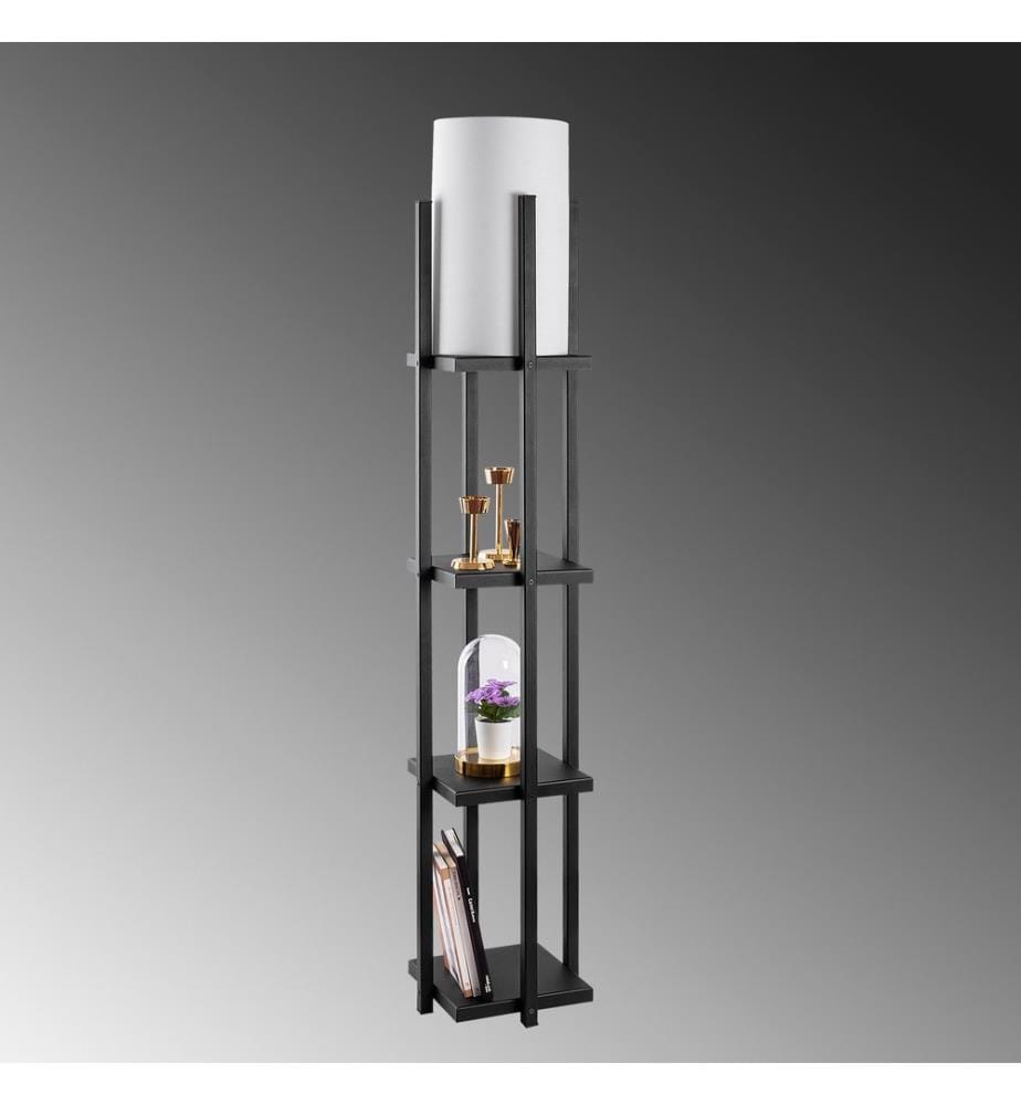 Noir, Lampadaire, 25 X 25 X 130 cm, Corps Métallique