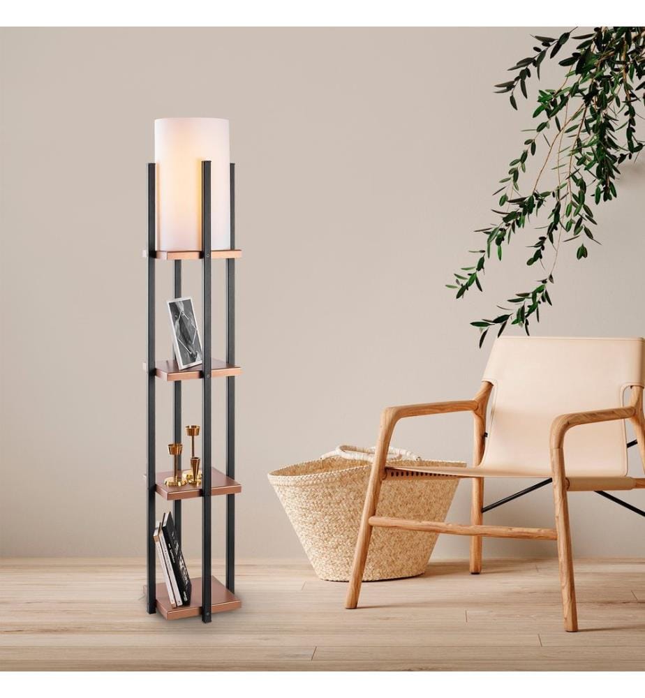 Noir, Cuivre, Lampadaire, 25 X 25 X 130 cm, Corps Métallique
