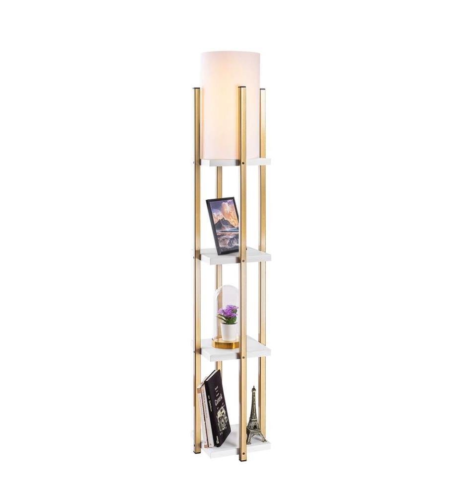 Blanc, Or, Lampadaire, 25 X 25 X 130 cm, Corps Métallique