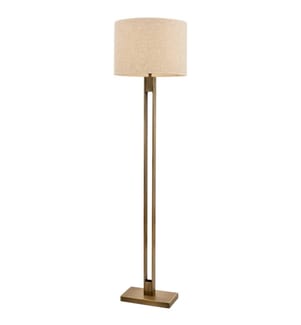 Lampada da terra, Crema, Vintage, Corpo in metallo, Cappuccio in tessuto
