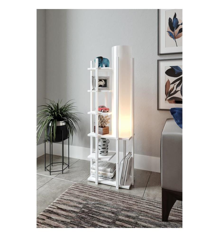 Lampadaire, blanc, Particle Board Body, MDF Profile