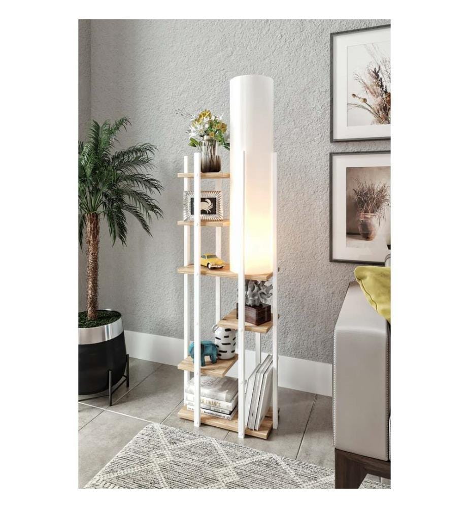 Lampadaire, blanc, naturel, Particle Board Body, MDF Profile