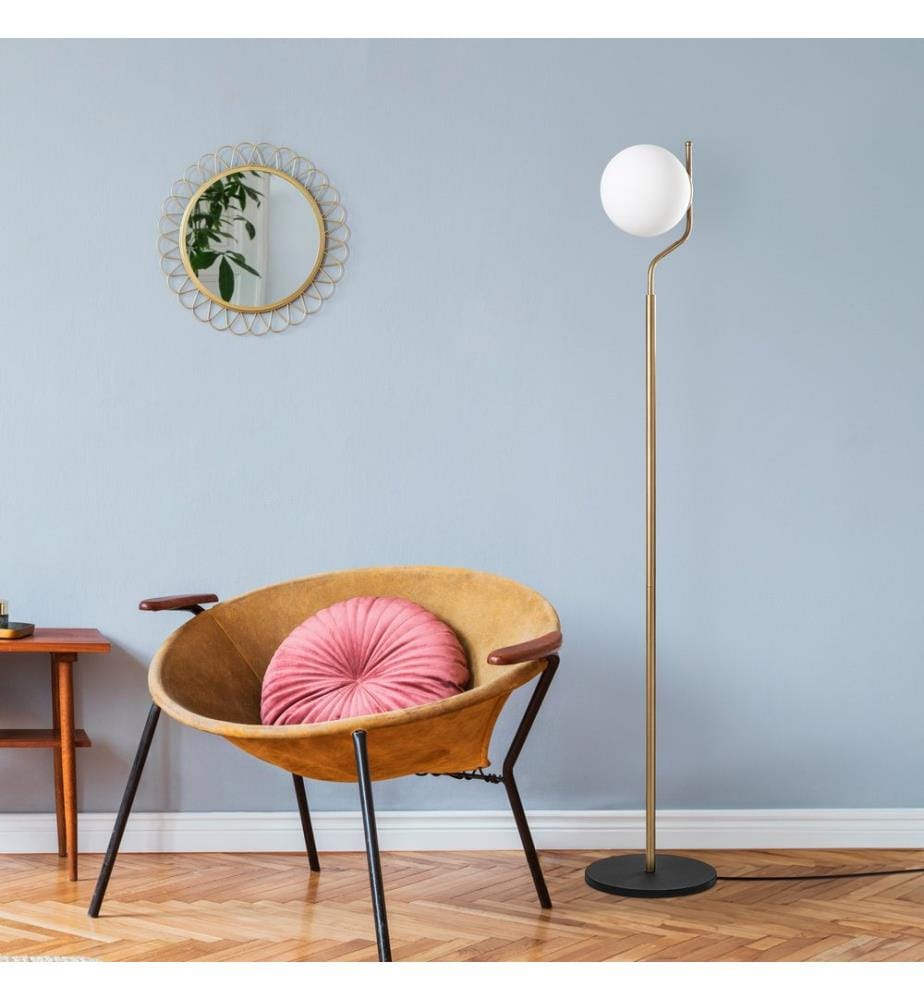 Lampadaire, doré, CORPS EN MÉTAL