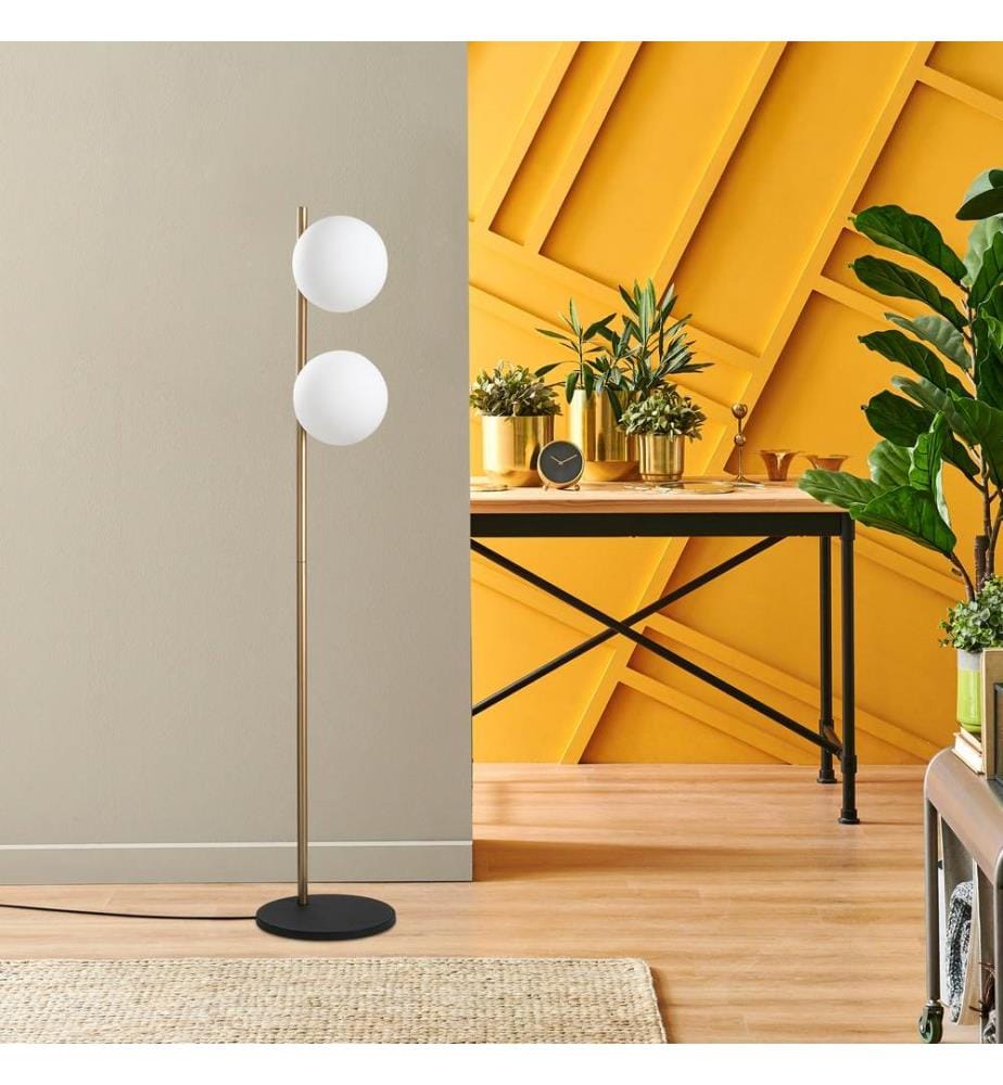 Lampadaire, doré, CORPS EN MÉTAL