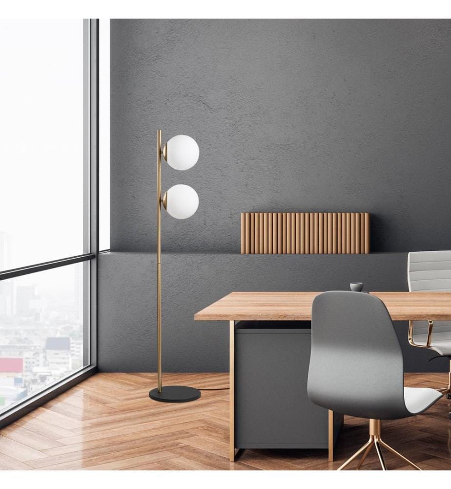 Lampadaire, doré, CORPS EN MÉTAL