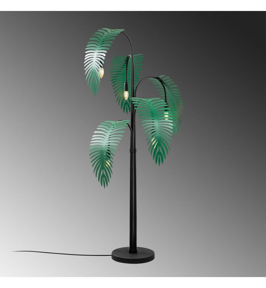 Lampadaire, noir, vert, corps en métal