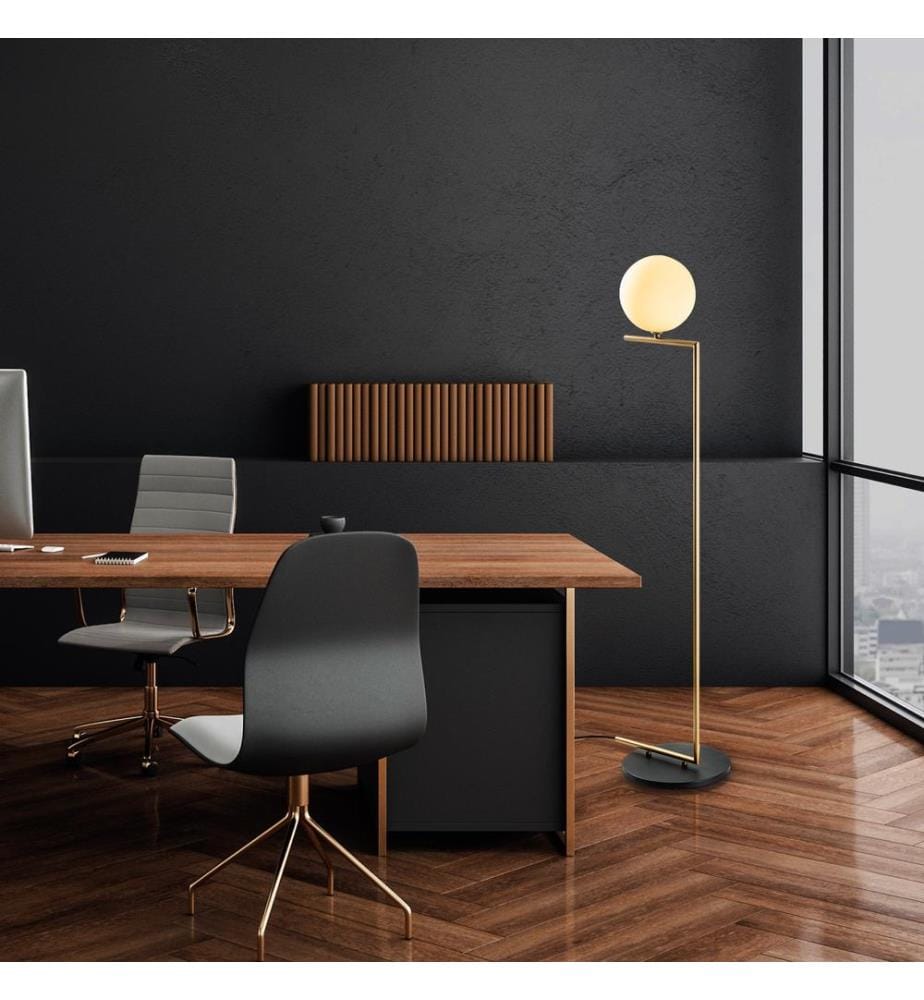 Lampadaire, doré, CORPS EN MÉTAL