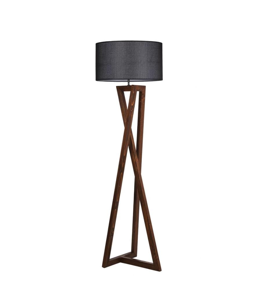 Noir, Couleur De Noix, Lampadaire, Corps En Bois