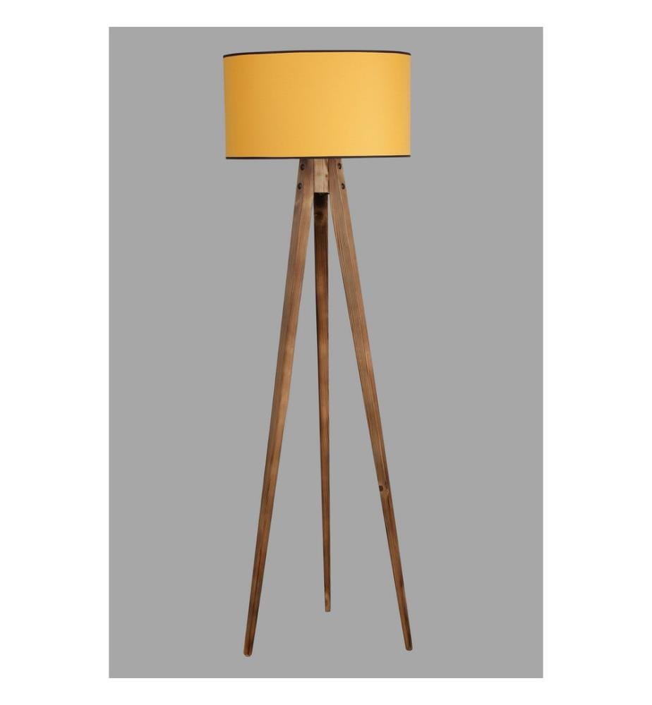 Braun,Senf, Stehlampen, Holzkörper